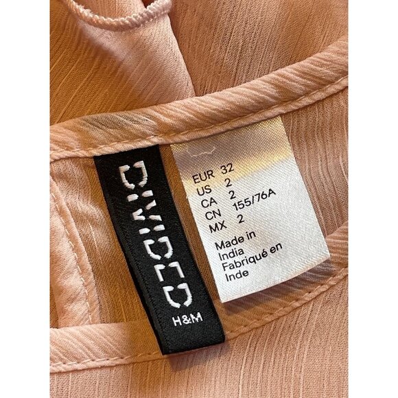H&M Pink Layered Ruffles & Keyhole Back Divided Top | Size US 2 (Small) chiffon - Picture 4 of 5